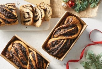 Chocolate Babka in paper pans for gifting