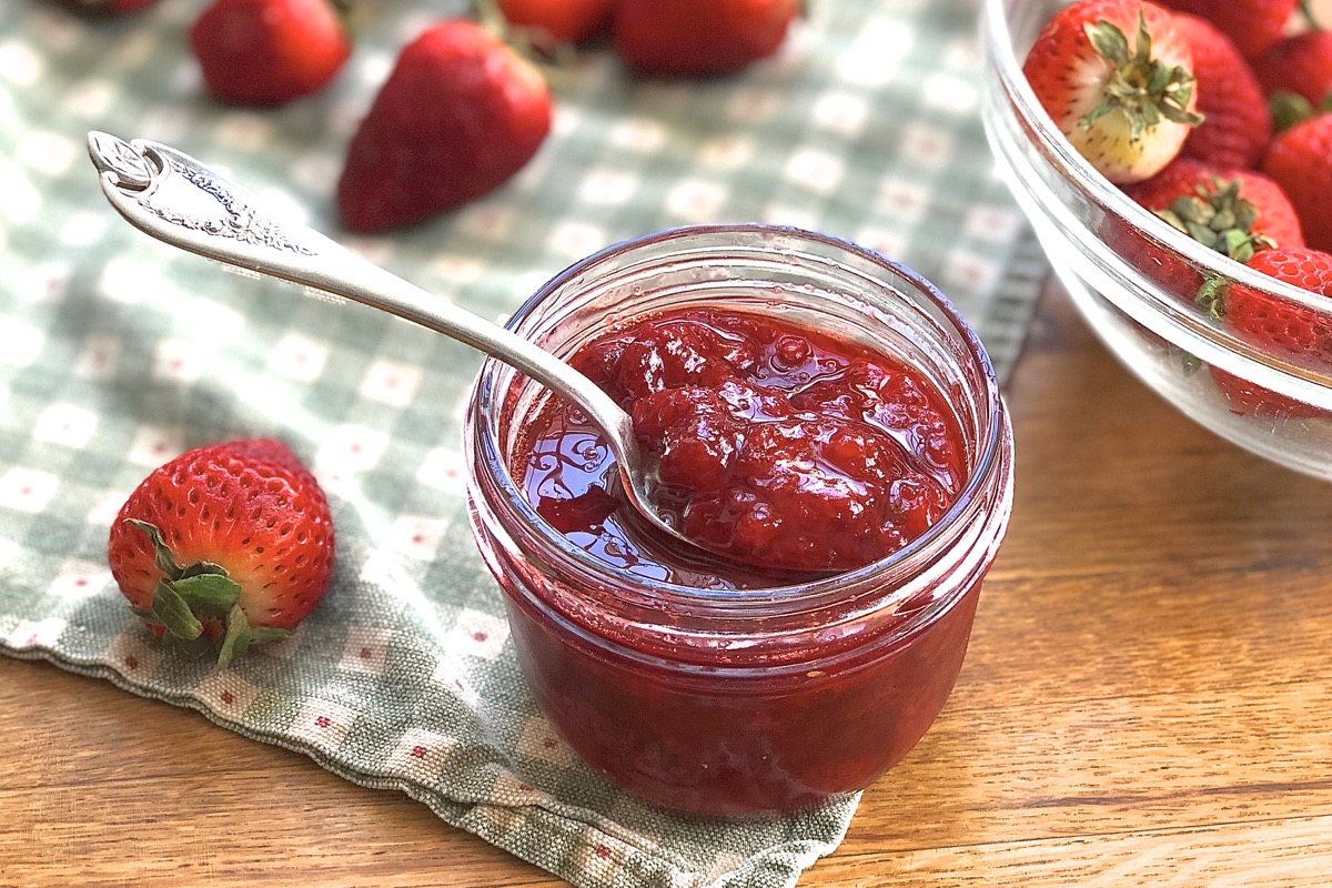 jar of fresh strawberry jam