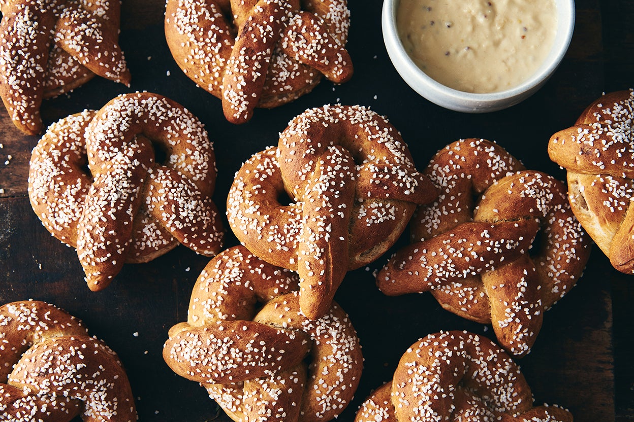 Rye Pretzels with Cheesy Beer Sauce King Arthur Baking