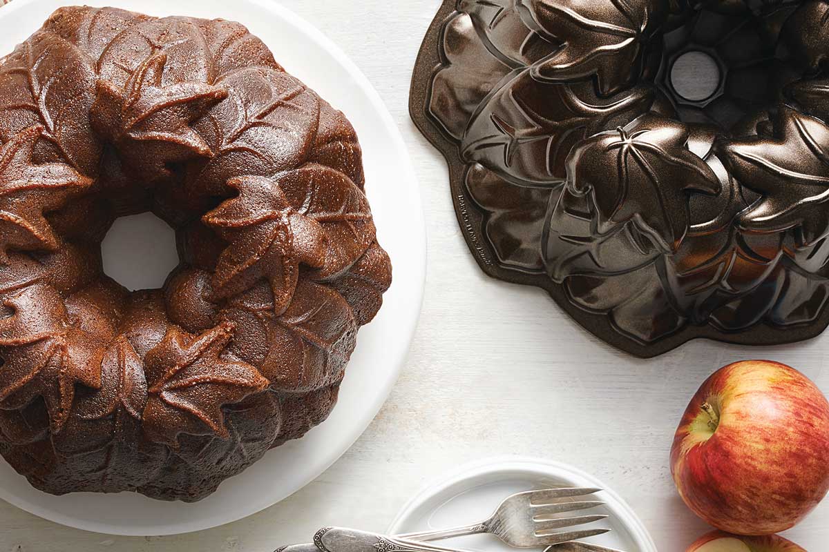 Baking cake in a dark pan