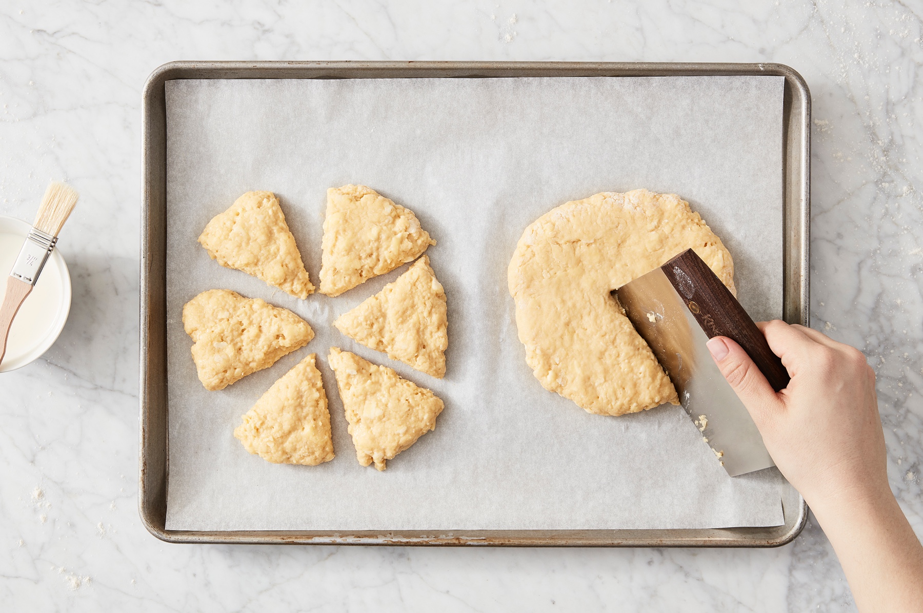 Cutting scone dough into triangles