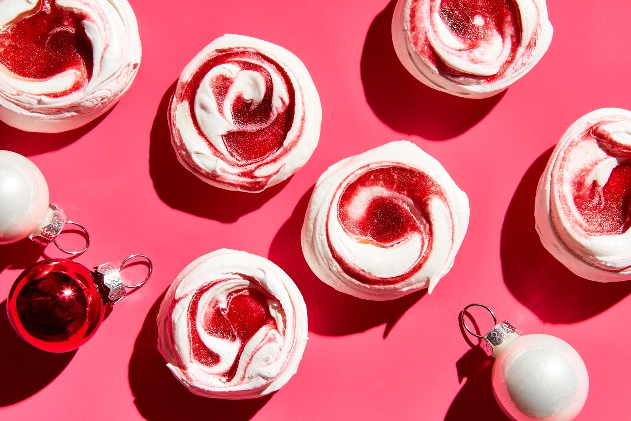 Cranberry-Swirled Meringues