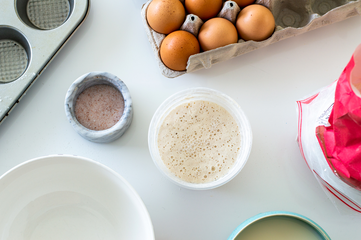 Ingredients set out to make sourdough popovers