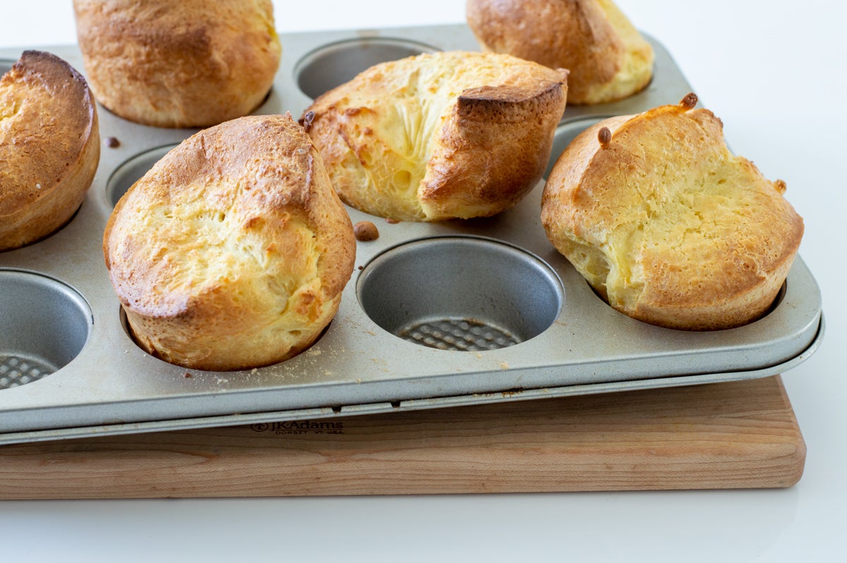 Baked sourdough popovers in pan