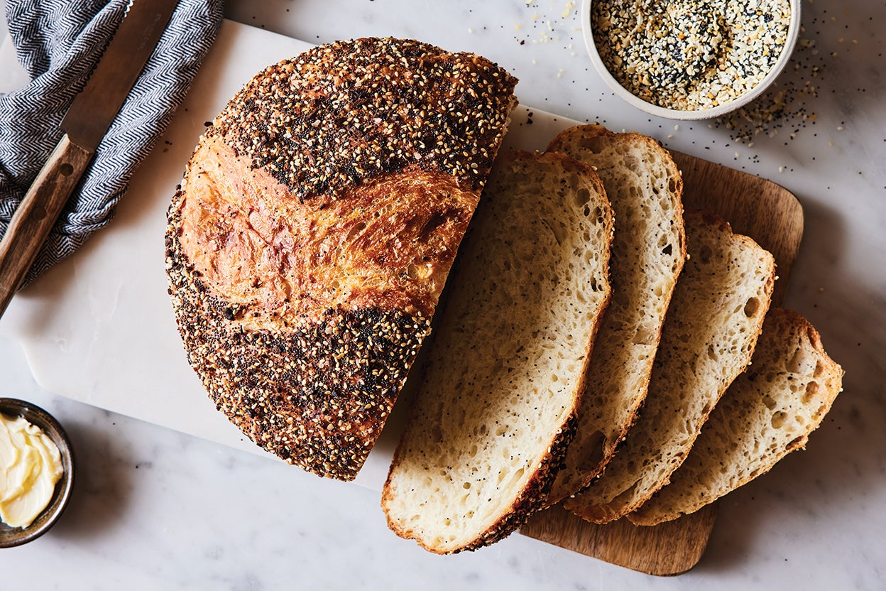 Dutch Oven Bread with Cheddar and Everything Bagel Seasoning