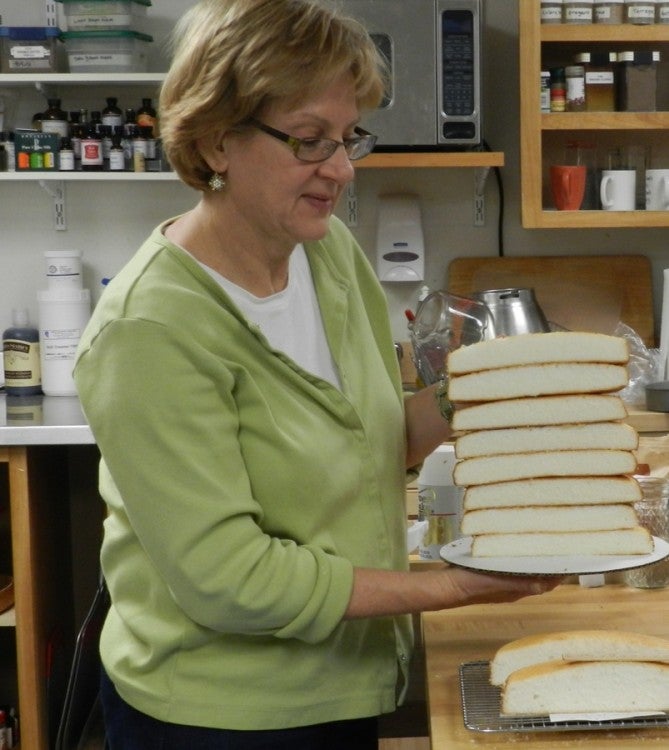 sue with white cake