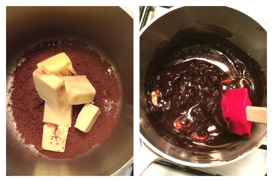 Melted chocolate for our Gluten-Free Chocolate Cake using Coconut Flour
