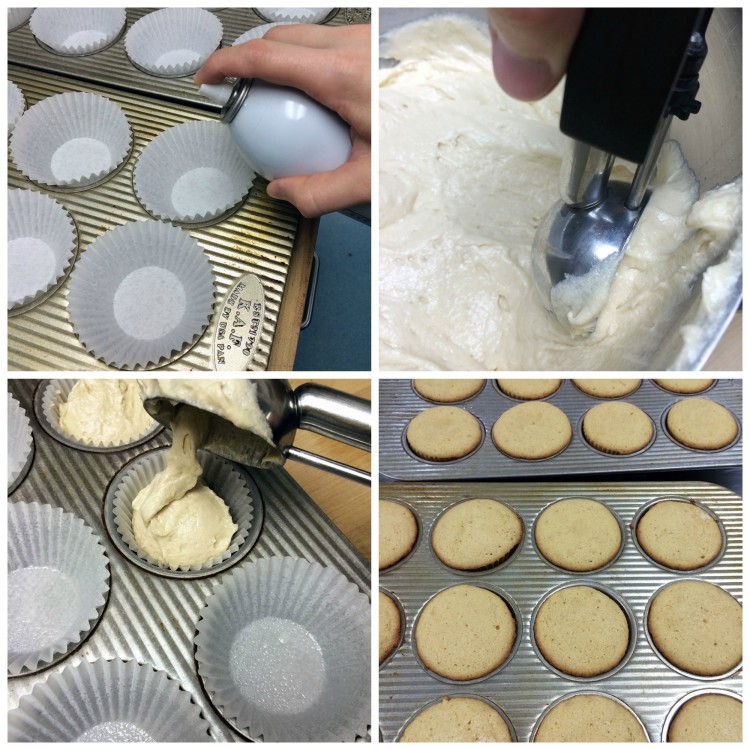 scooping cupcake batter