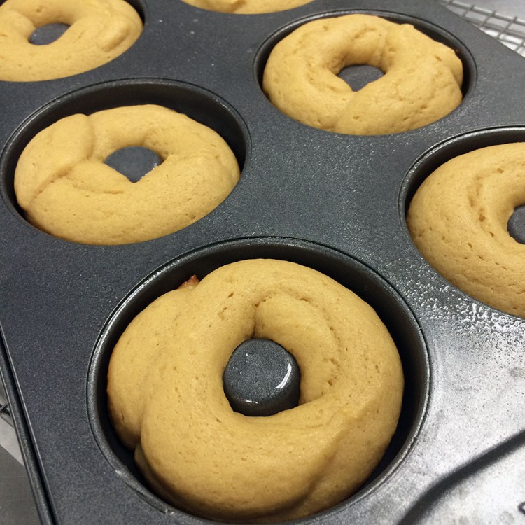 Baked doughnuts, fresh from the oven. 