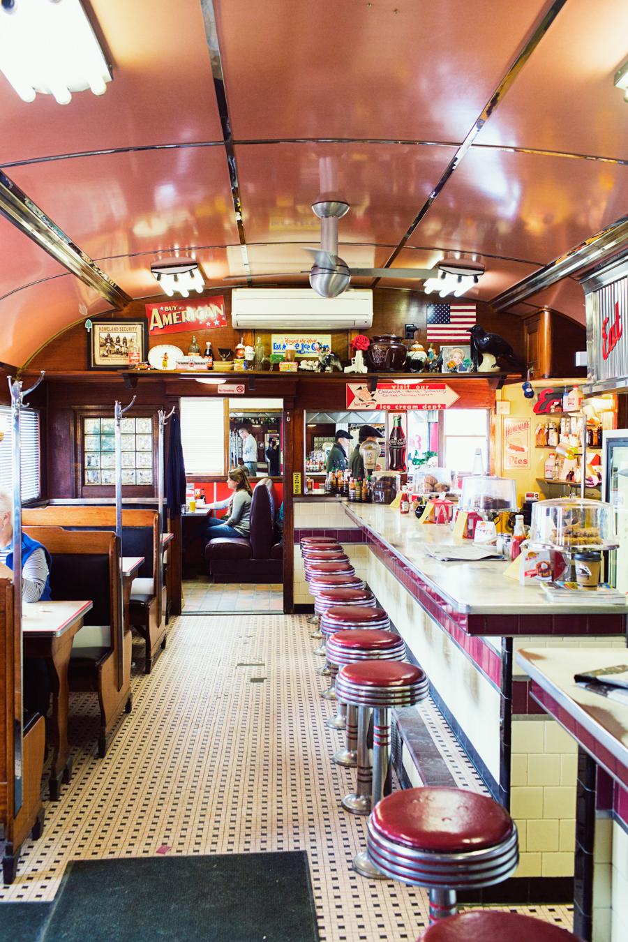 Inside the original diner car.