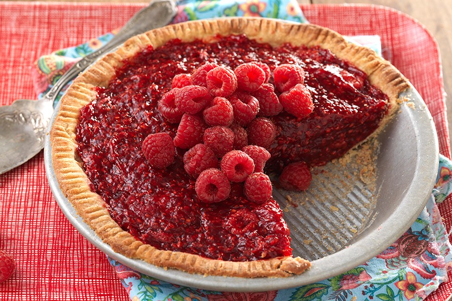 Fresh Raspberry Pie via @kingarthurflour
