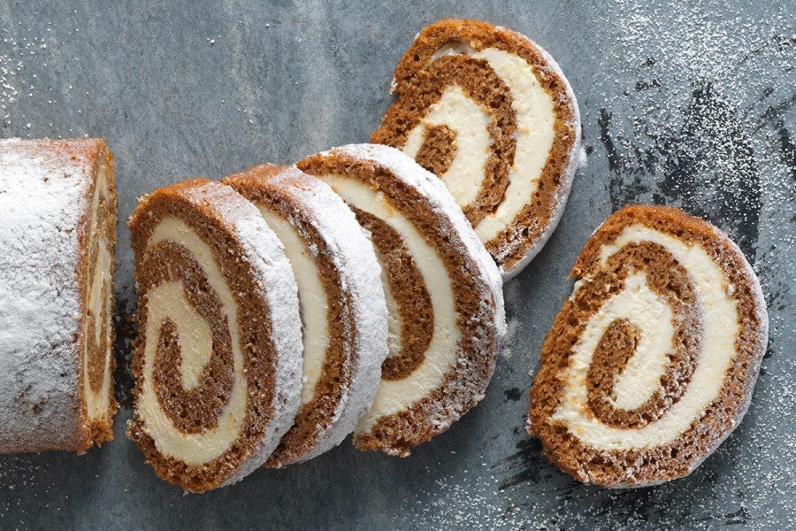 Pumpkin Cream Cheese Roll via @kingarthurflour