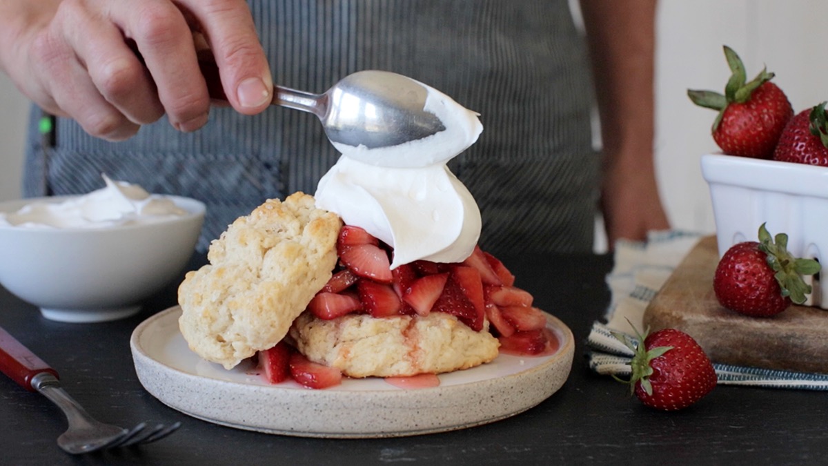 Easy Strawberry Shortcake via @kingarthurflour