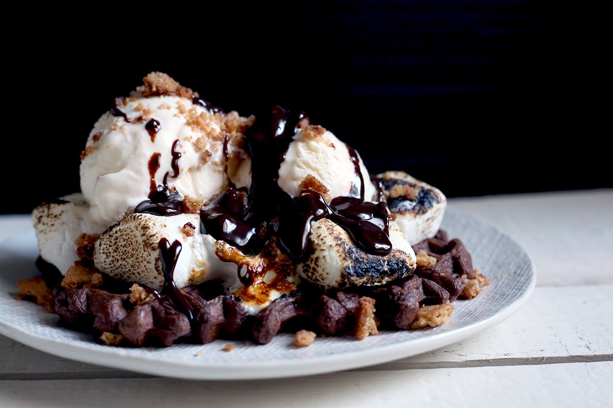 S'mores Waffle Sundaes