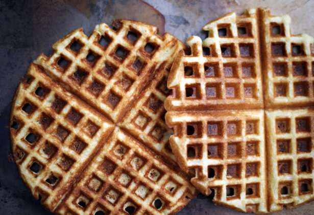 Savory waffles via @kingarthurflour