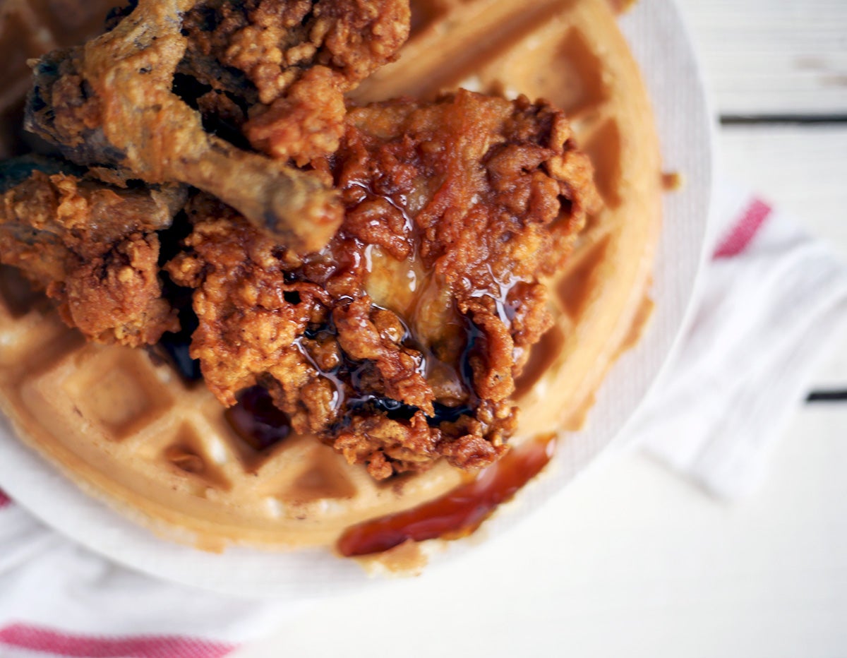 Savory waffles via @kingarthurflour