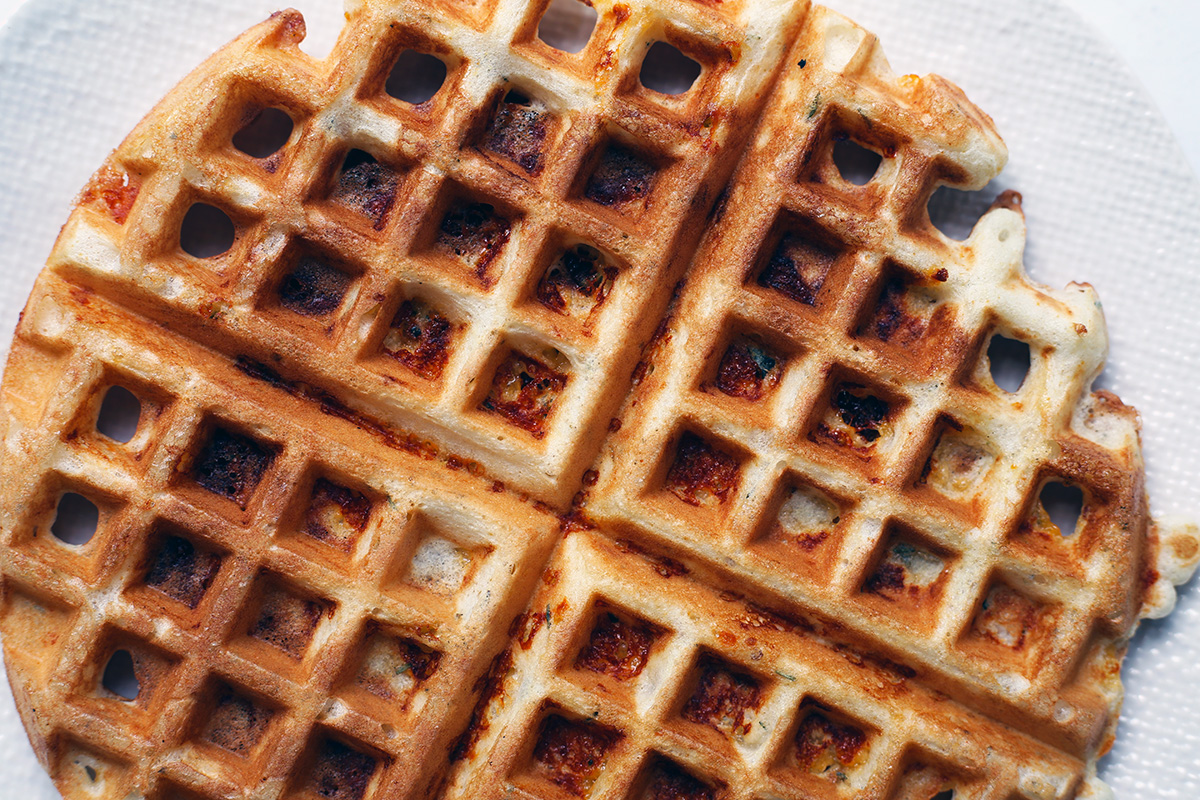 Savory waffles via @kingarthurflour