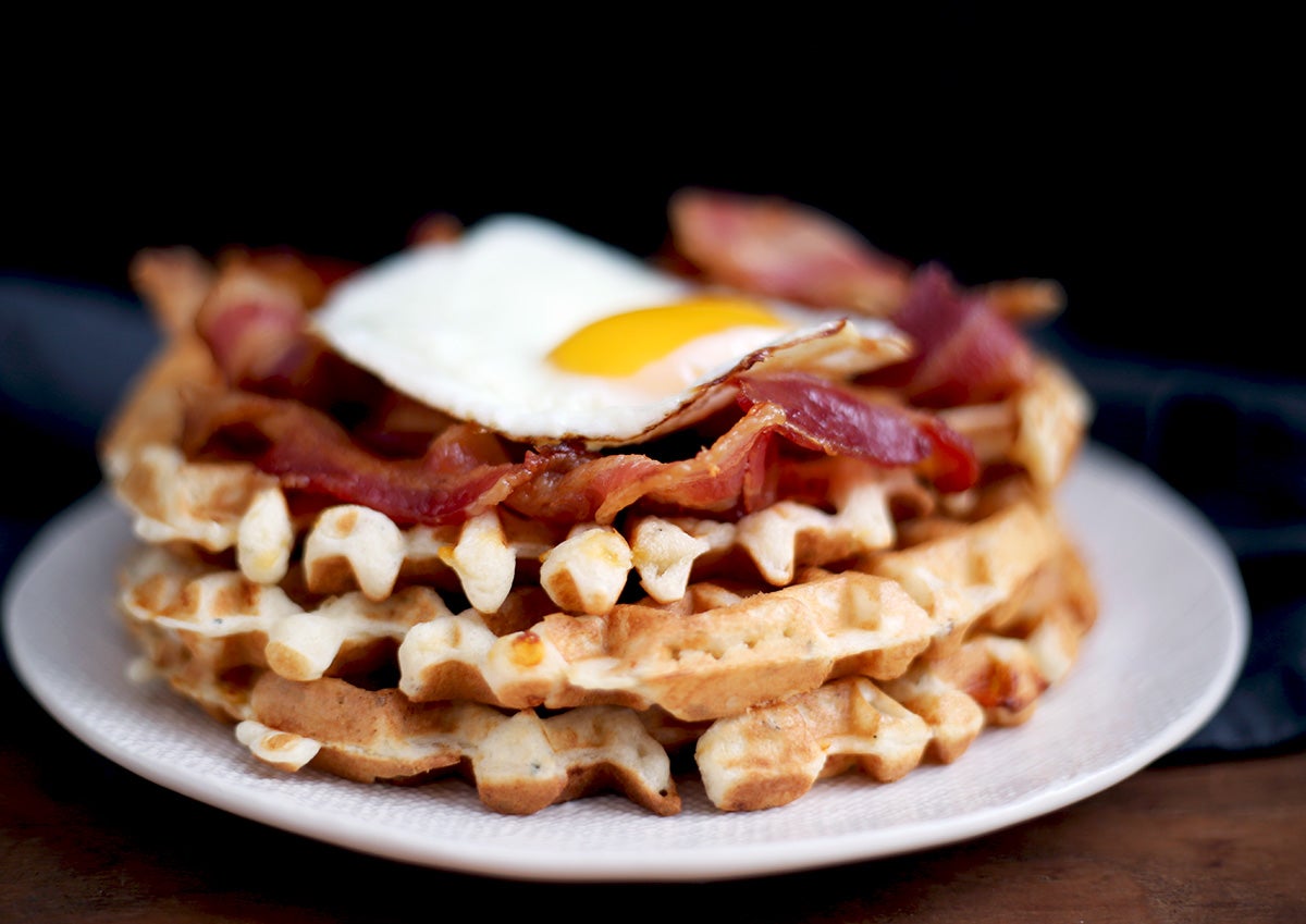 Savory waffles via @kingarthurflour