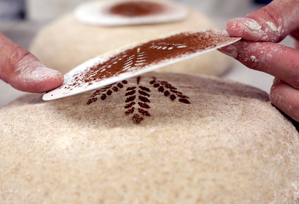 Artisan bread with stencil design