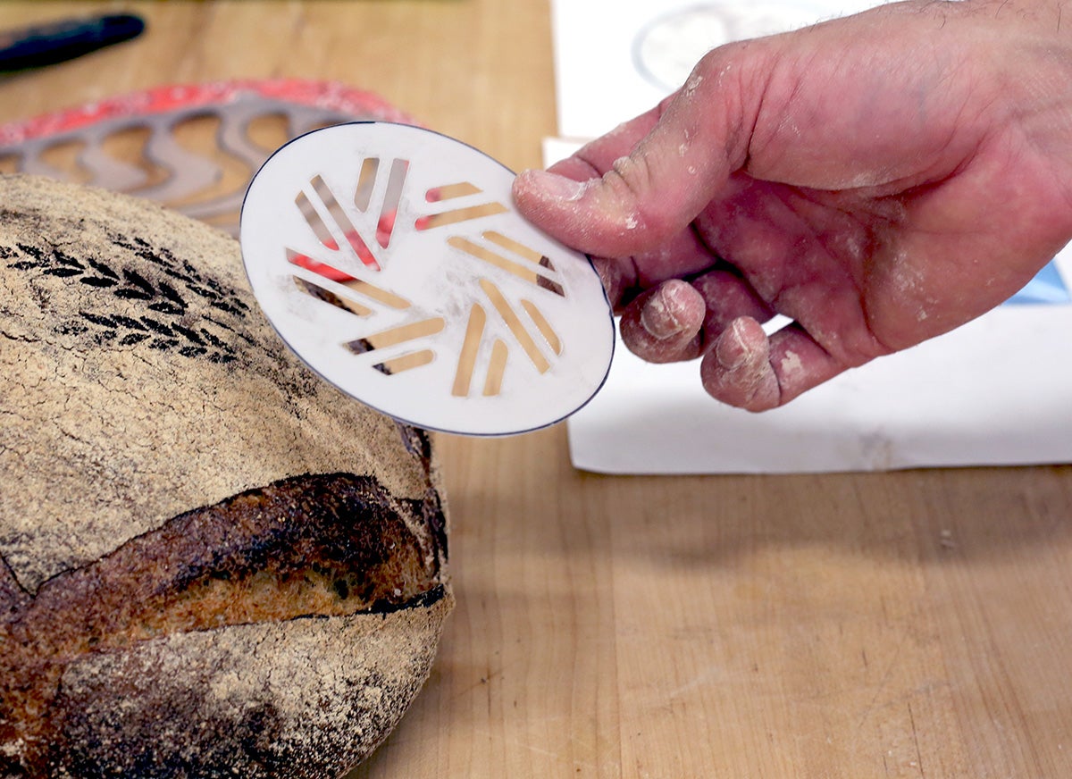 How to use stencils on sourdough bread : Graduation Gift Ideas : How to  make designs on bread 