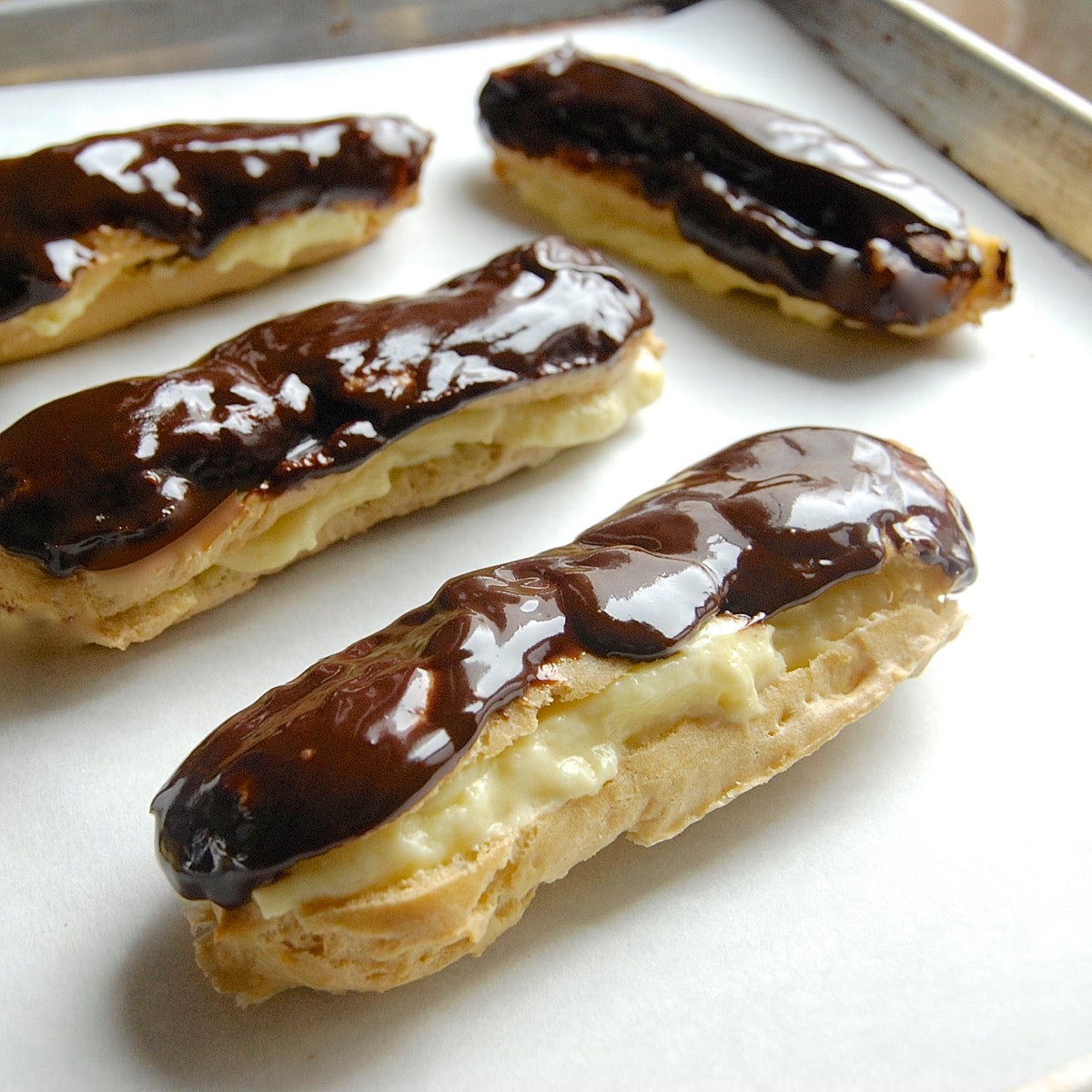 Dark Chocolate Eclairs Bakealong via @kingarthurflour