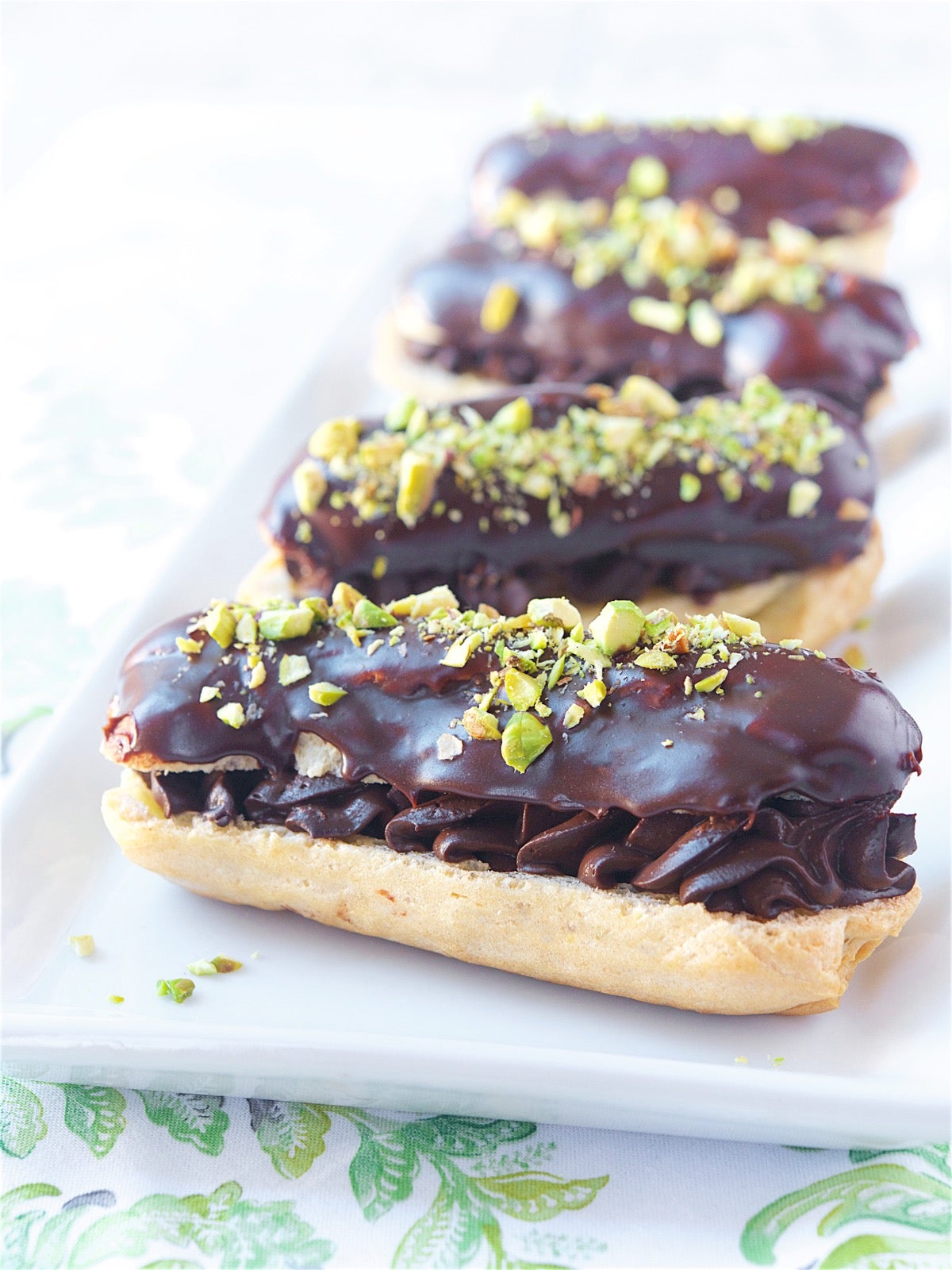 Dark Chocolate Eclairs Bakealong via @kingarthurflour