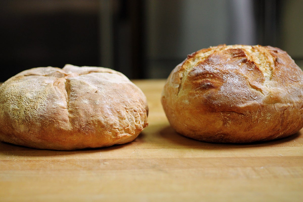 Bread baking in a Dutch oven via @kingarthurflour