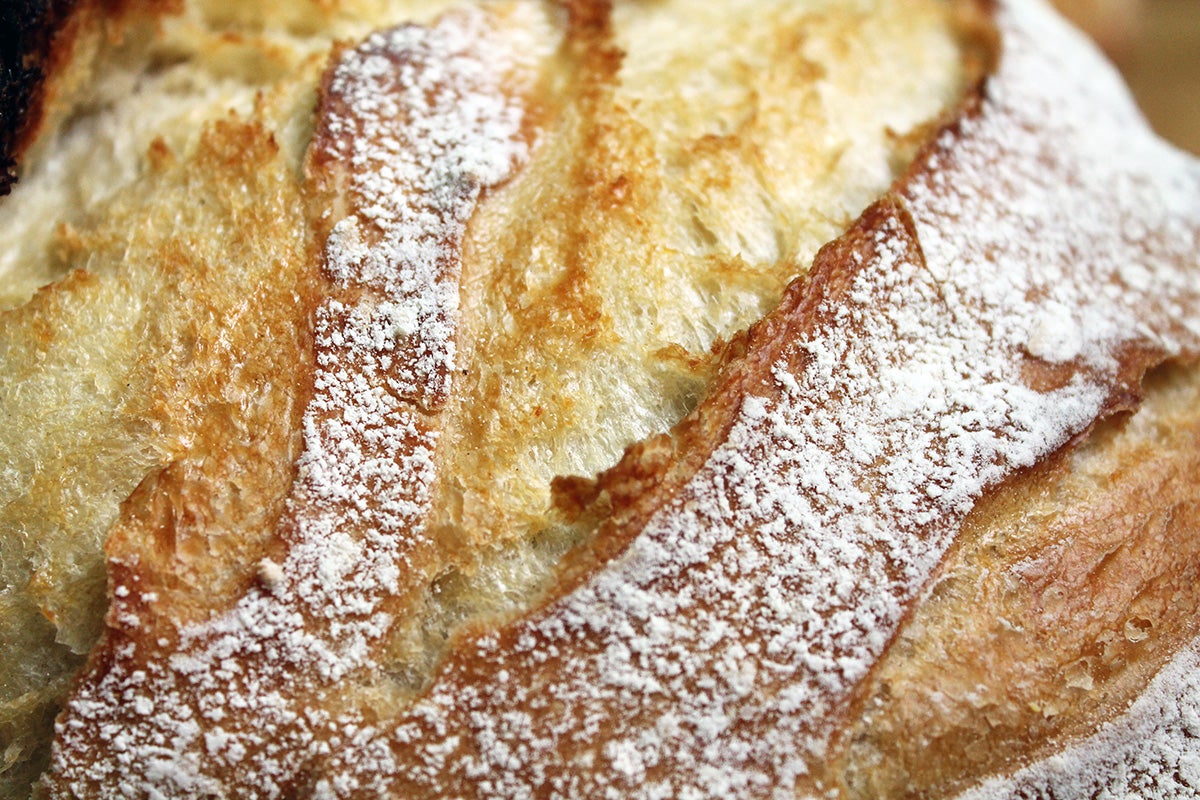 Bread baking in a Dutch oven via @kingarthurflour