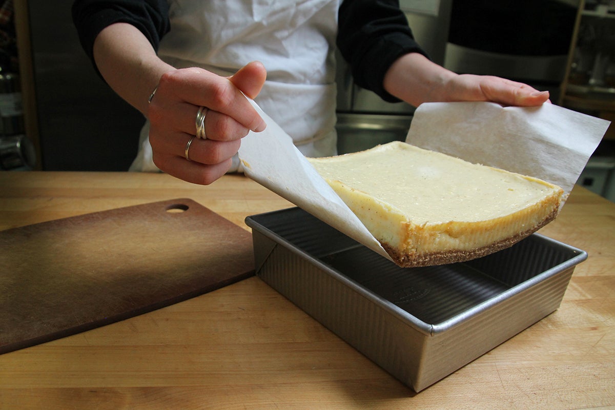 Baking with a parchment paper sling via @kingarthurflour