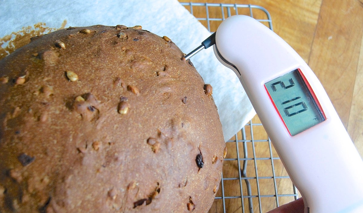 Using a thermometer with yeast bread