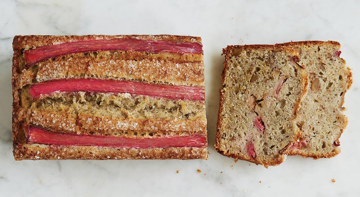 rhubarb walnut bread via @kingarthurflour