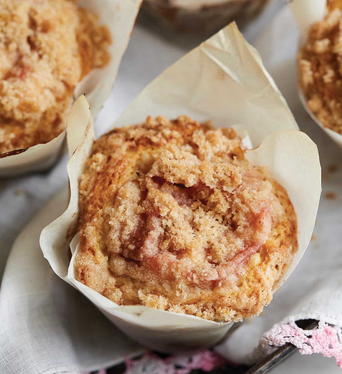 rhubarb muffins via @kingarthurflour