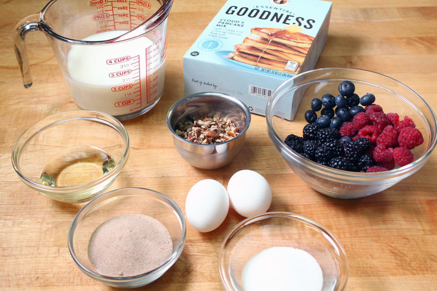 Steps for baking with pancake mix via @kingarthurflour