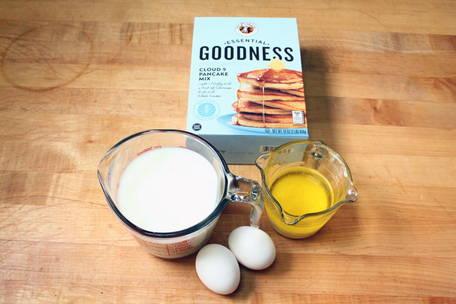 Steps for baking with pancake mix via @kingarthurflour