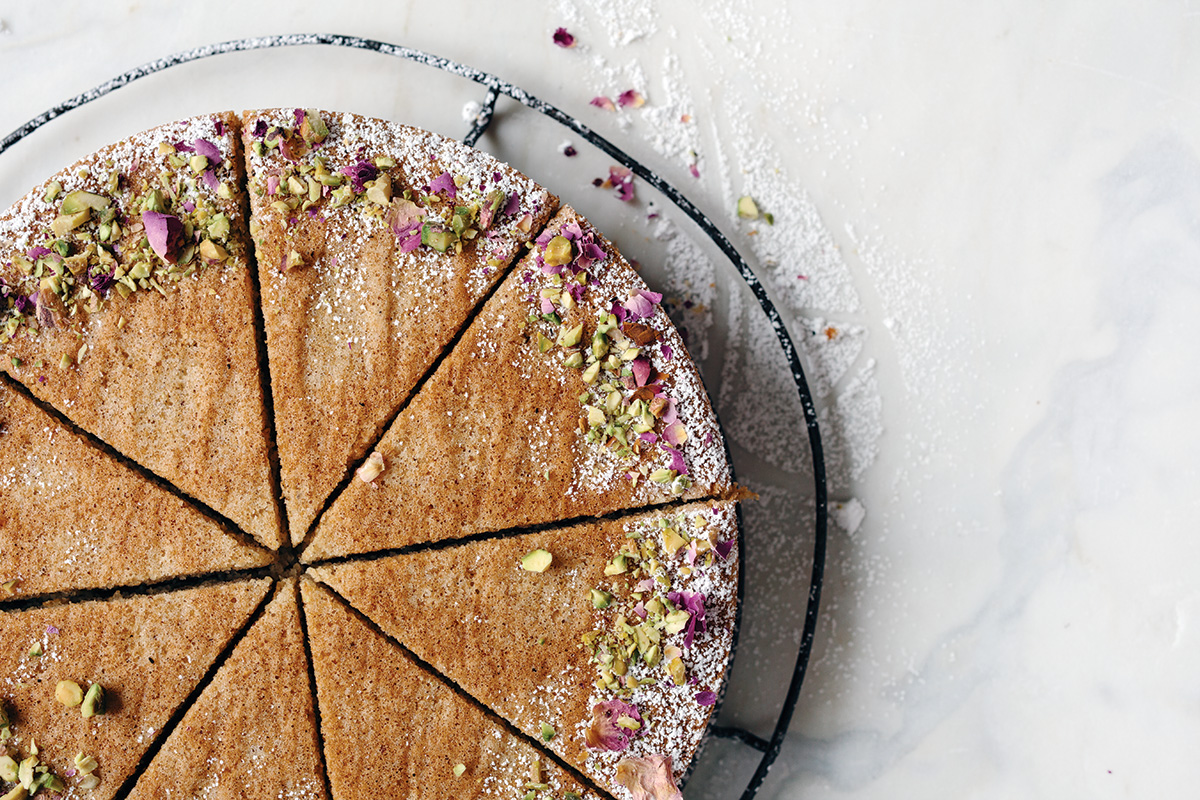 Gluten-free Rose and Cardamom Cake via @kingarthurflour