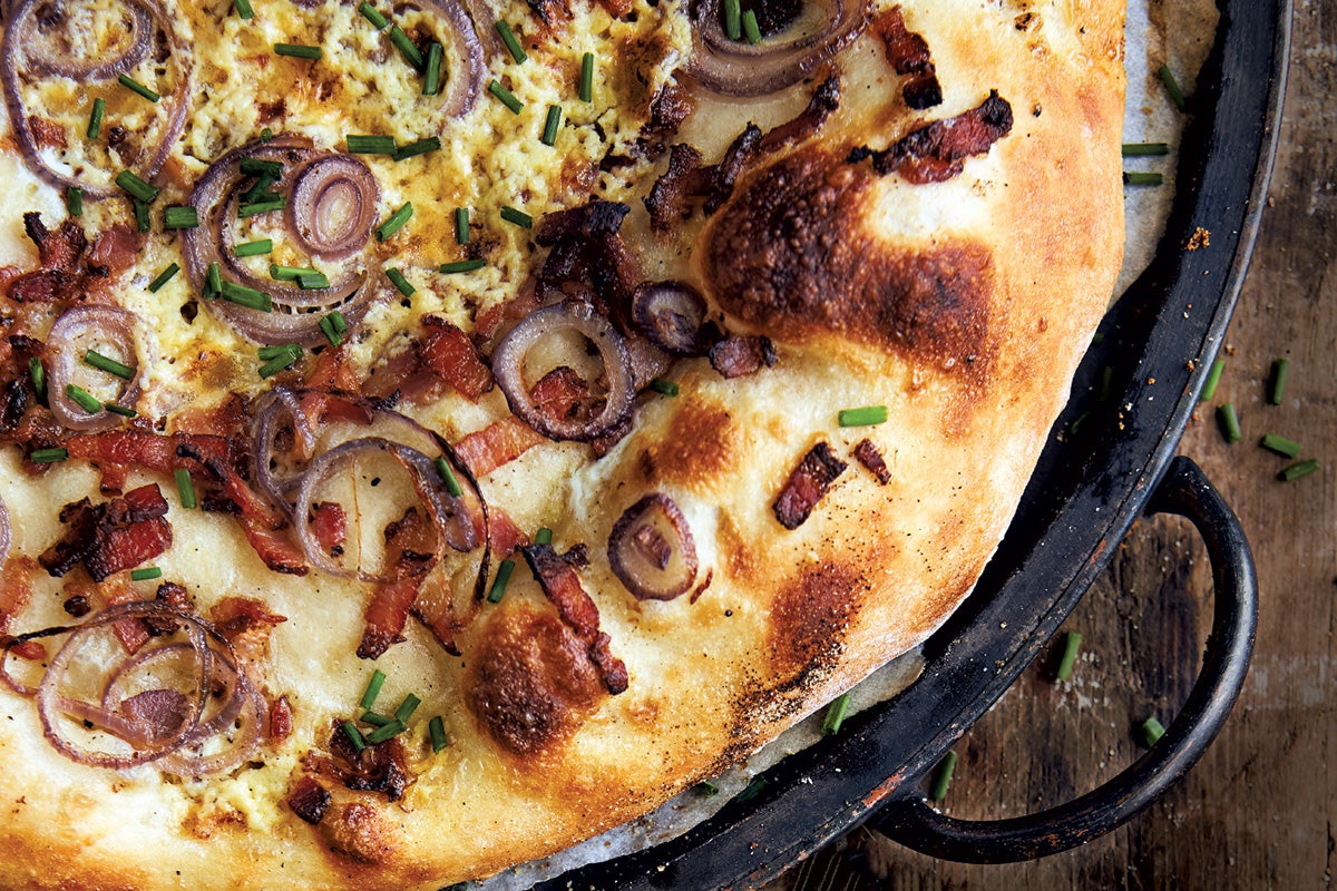 wood oven flatbreads tarte flambe via @kingarthurflour