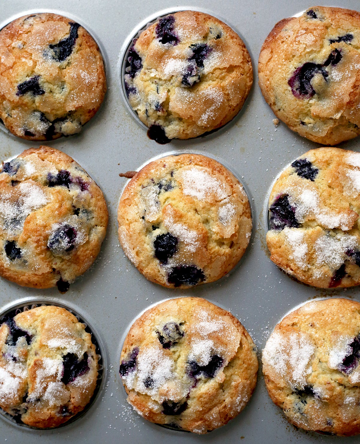 Blueberry muffins via @kingarthurflour