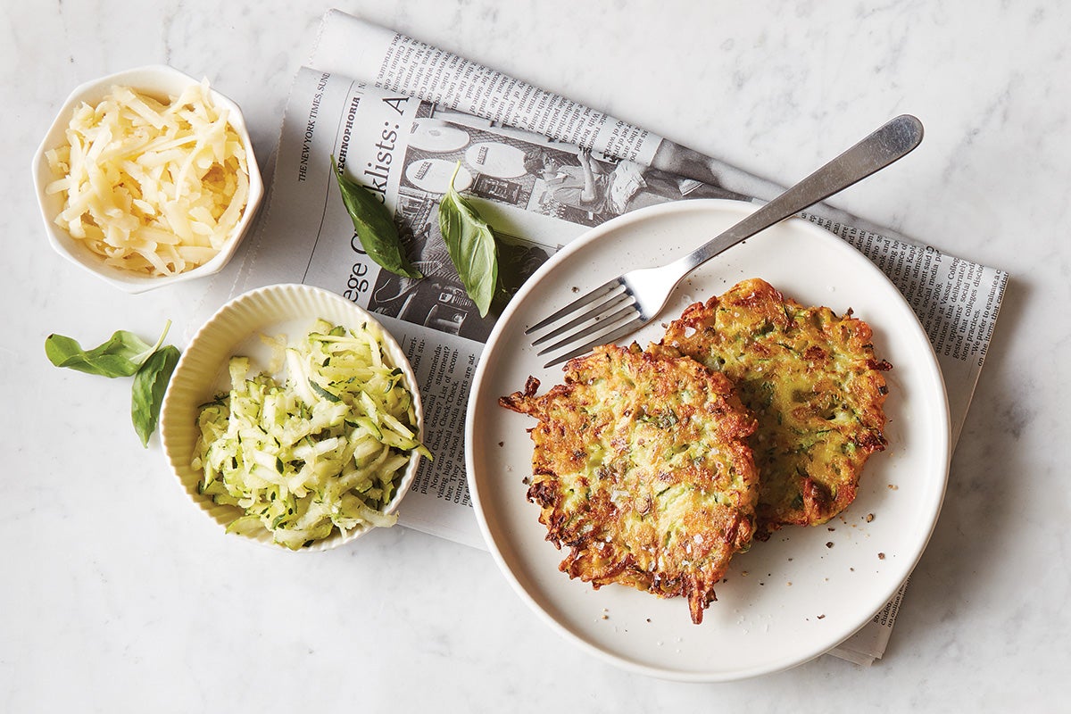 zucchini cheese pancakes via @kingarthurflour