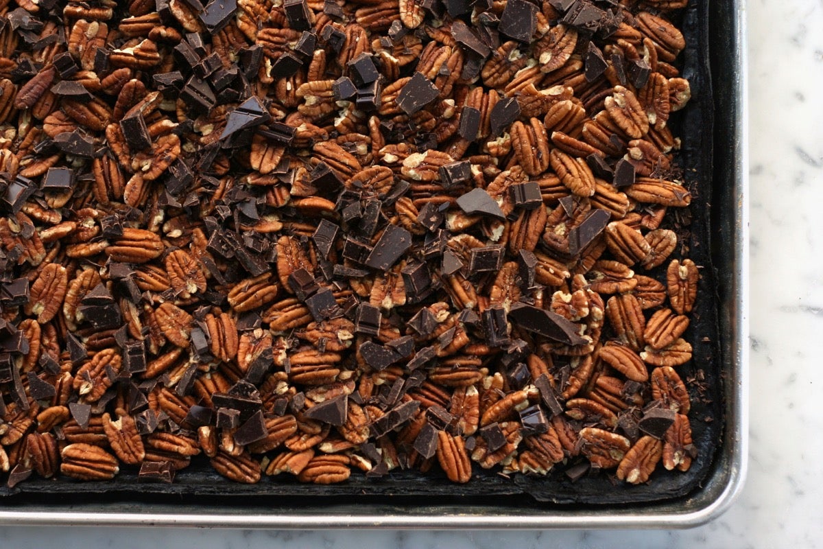 Chocolate Pecan Slab Pie via @kingarthurflour