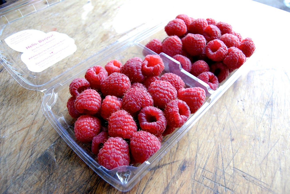 Chocolate Mousse Cake with Raspberries Bakealong via @kingarthurflour