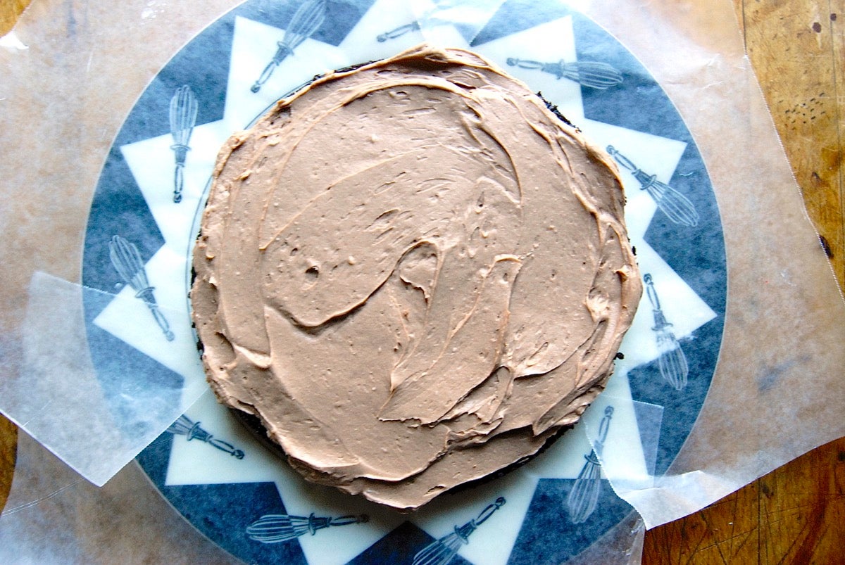 Chocolate Mousse Cake with Raspberries Bakealong via @kingarthurflour