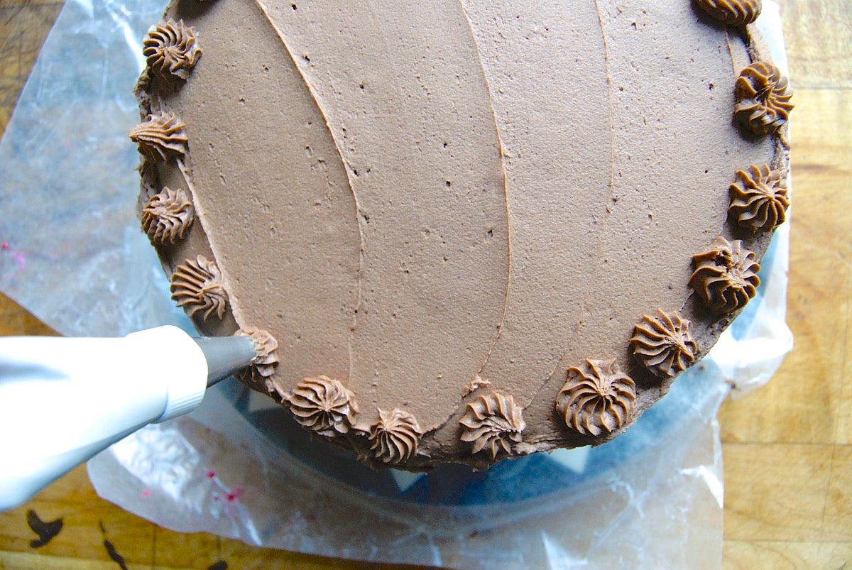 Chocolate Mousse Cake with Raspberries Bakealong via @kingarthurflour