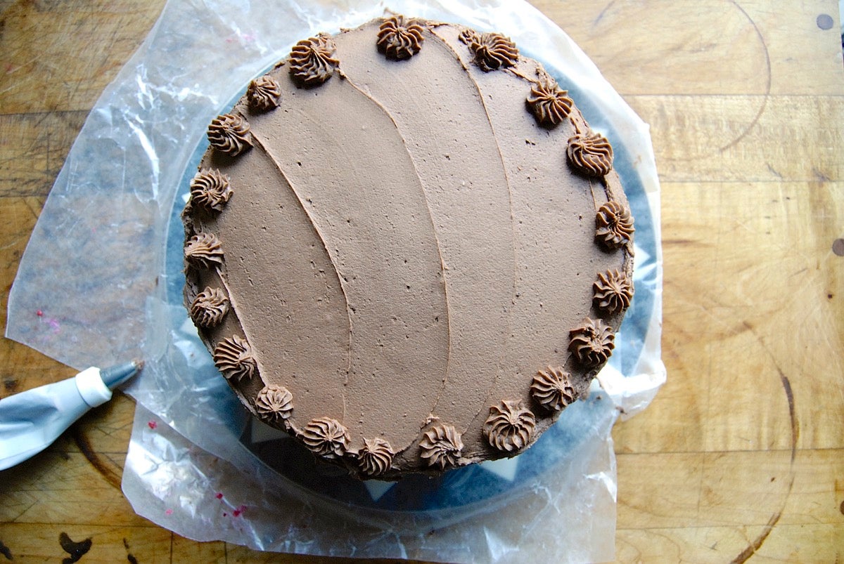 Chocolate Mousse Cake with Raspberries Bakealong via @kingarthurflour