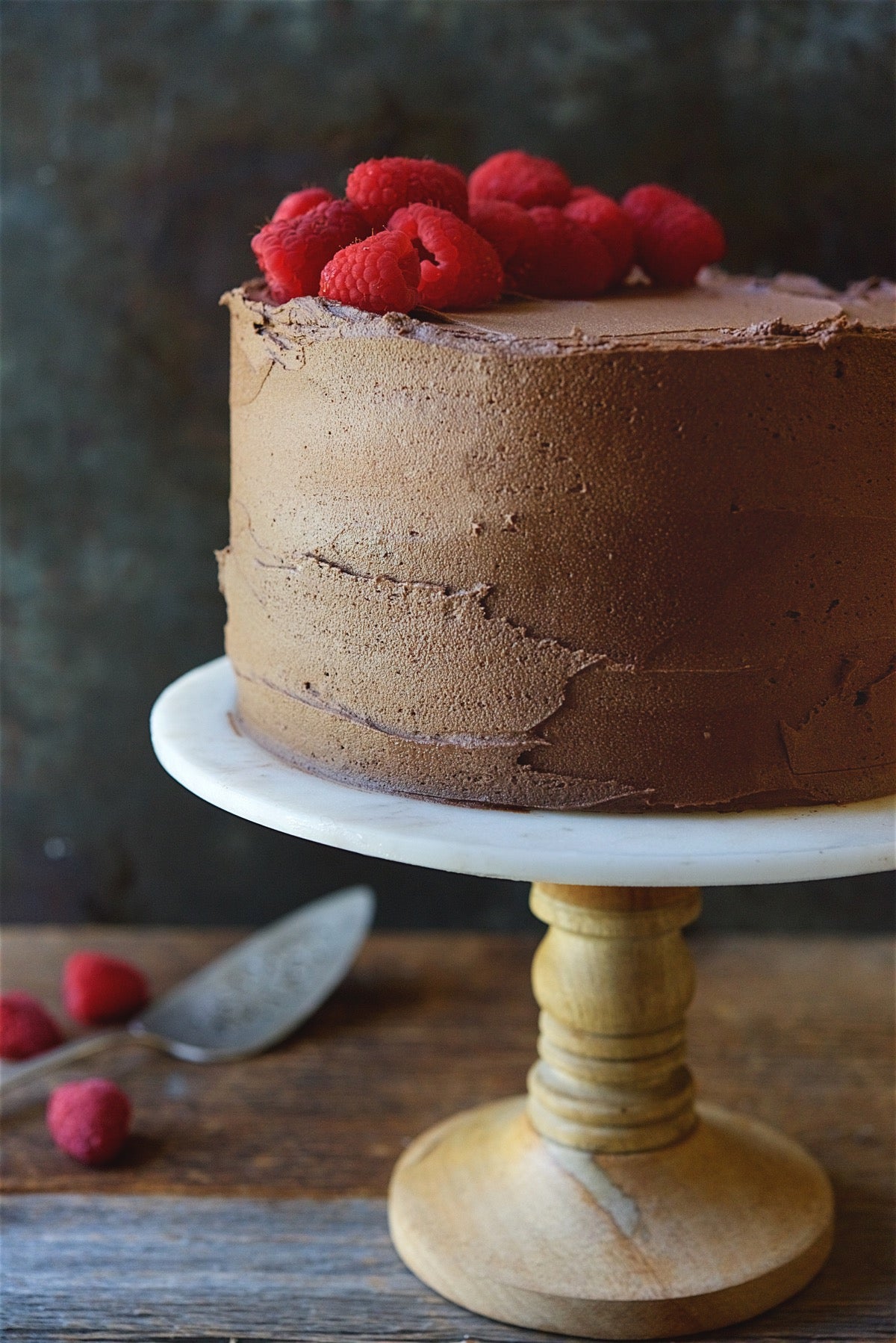 Chocolate Mousse Cake with Raspberries Bakealong via @kingarthurflour