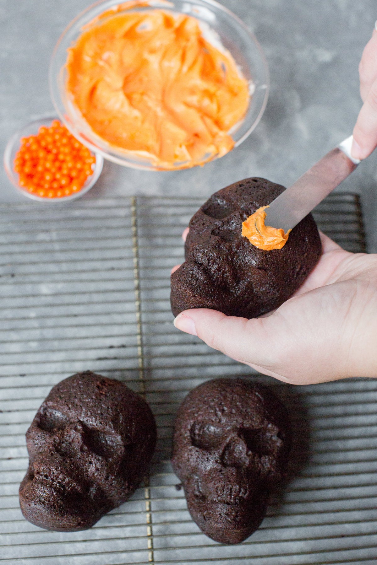 How to make Halloween Skull Cakes via @kingarthurflour