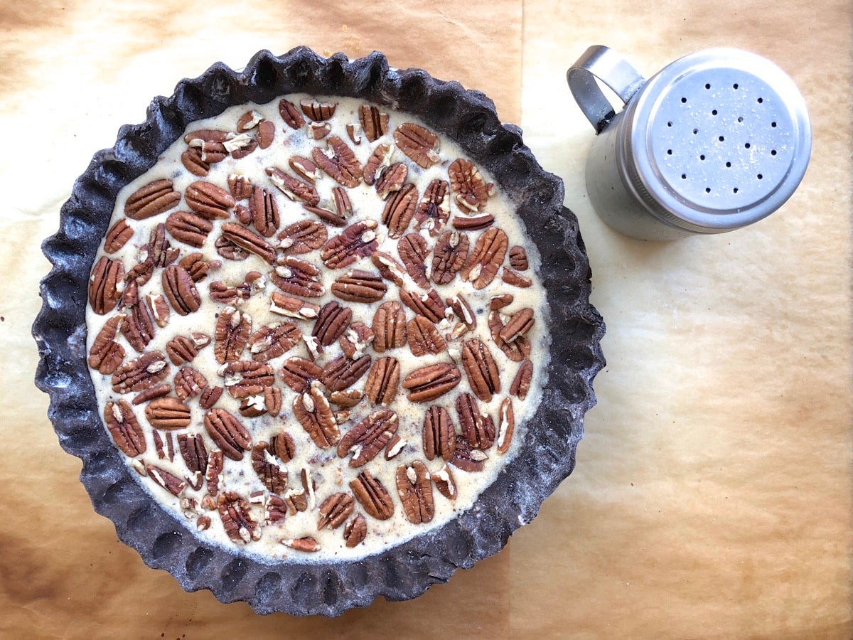 Holiday pecan pie via @kingarthurflour