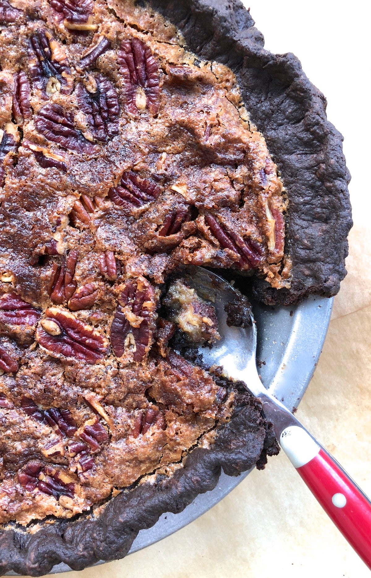 Holiday pecan pie via @kingarthurflour