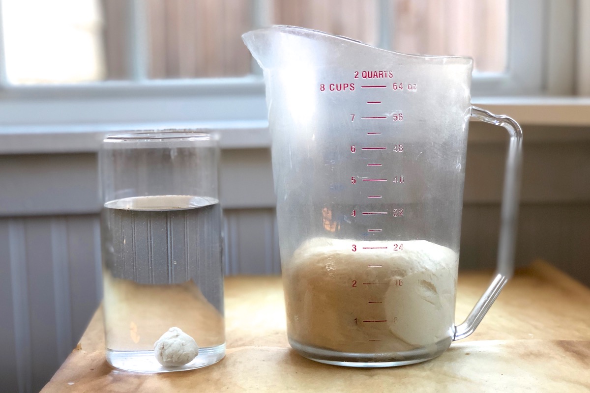 Float test for yeast dough sourdough starter via @kingarthurflour