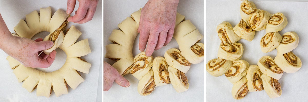 how to shape a coffeecake wreath via @kingarthurflour