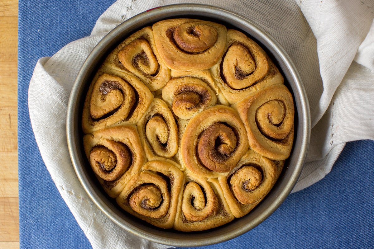 Making cinnamon rolls at home via @kingarthurflour